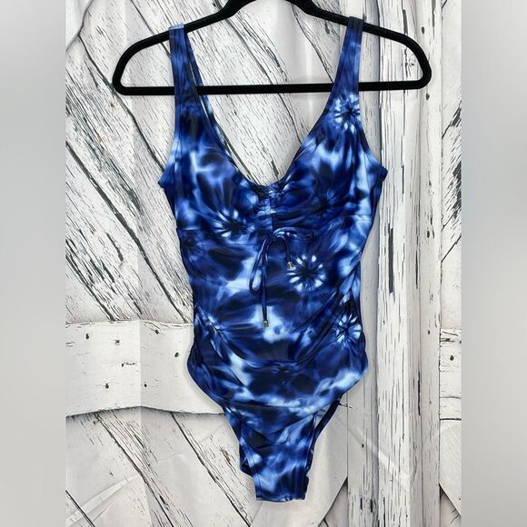 Aqua Green One Piece Swimsuit Blue Tie-Dye M - Picture 1 of 6